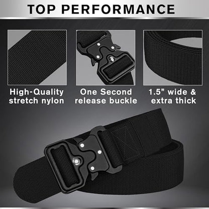TECEUM Tactical Belt – Heavy-Duty & Quick Release – Military, Work, Rigger, Duty & Utility Belt for Men - color: Buckle 3 - Black, style: Small-for Waist 30"-36" (Length 45")