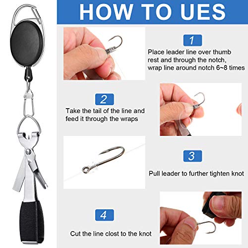 8 Pieces Fly Fishing Tools Accessories Include 4 in 1 Fly Line Clipper Black Knot Tyer Fishing Line Nipper Fishing Hook Remover Forcep Retractors Keychains and Fishing Lanyard for Anglers