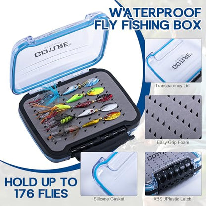 Goture Trout Lures Fishing Spinners,Rooster Bait Tail Bass Fishing Lures with Brass Spinner Blade Fish-Shaped Jig Heads for Freshwater Saltwater,Salmon Steelhead Trout Spinner Bait with Tackle Box - color: B:10pcs Trout Spinners