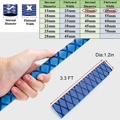 3.3 FT Dia 1.2'' Fishing Rod Shrink Wrap Tubing Heat Shrink Grip Non Slip Waterproof Hand Grip Wrap, Blue - size: Dia 30mm-1.2''(3.3 feet,Blue)
