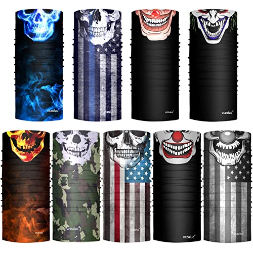 VCZUIUC Neck Gaiter Face Cover Mask Balaclava for Men and Women - color: 9pcs Skull-a, size: One Size