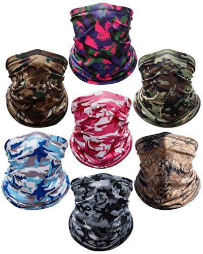 Xeoxarel Neck Gaiter, 7 Pack Cooling UV Protection, Bandana Face Mask Scarf for Men and Women - color: 7 Camo