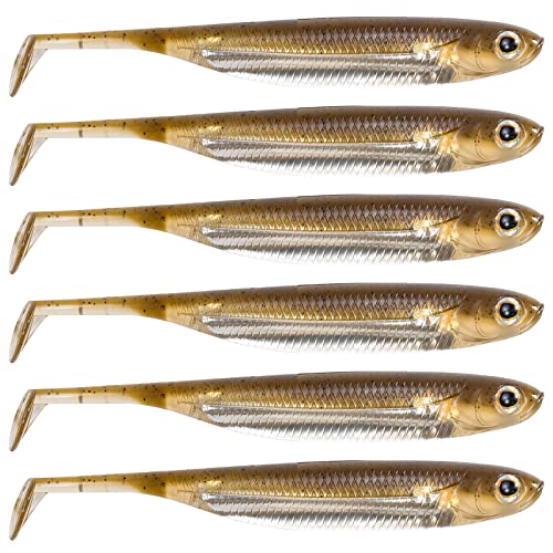 Dr.Fish Paddle Tail Swimbaits, Soft Fishing Lures for Bass Fishing 2.75-4.75 Inches, Freshwater & Saltwater Soft Plastic Baits Swim Shad Bait Minnow Lures Drop Shot - color: Brown, size: 3.06"-6 Pack