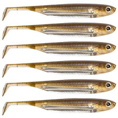Dr.Fish Paddle Tail Swimbaits, Soft Fishing Lures for Bass Fishing 2.75-4.75 Inches, Freshwater & Saltwater Soft Plastic Baits Swim Shad Bait Minnow Lures Drop Shot - color: Brown, size: 3.06"-6 Pack