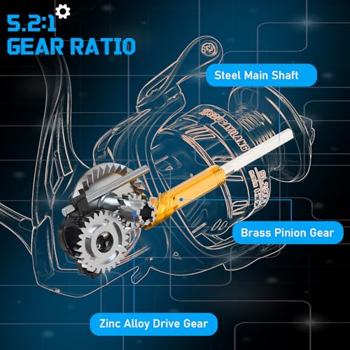 Sougayilang Spinning Combo – 5.2:1 Gear Ratio, 11+1 Bearings, IM7 Graphite 2-Piece Rod, 6'/7' M Power, Stainless Steel Guides for Bass, Walleye, Trout - size: 7'0''
