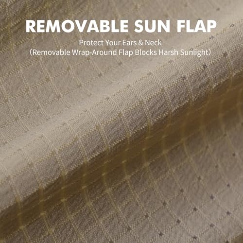 AONIJIE Sun Hat with Removable Neck Flap for Men & Women - Breathable Mesh Fishing Hat, Lightweight Hiking Sun Cap - color: Khaki
