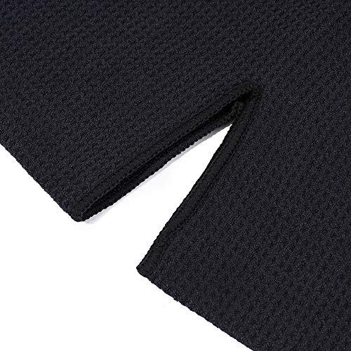 Mile High Life | Pro Tour Caddy Towel | 17" x 40" with 8" Center Slit | Premium Microfiber Waffle Texture - color: Black, size: 16" x 30"