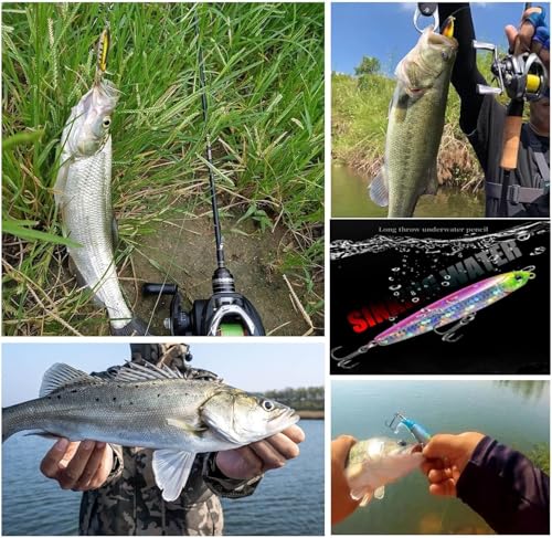 0.49oz/0.35oz Topwater Fishing Lures, 5 Pcs Fishing Lure Saltwater with Storage Box Jerkbait Crankbait Lures for Halibut & Striper Fishing Swimbait for Freshwater and Saltwater Bass Fishing - color: 10g