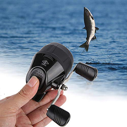 High Strength Spincast Fishing Reel,Easy to Use Push Button Casting Design,Instant Anti Reverse Clutch,Slingshot Outdoor Shooting Harpoon Dart Reel for Fishing Lovers,Beginners - color: Black