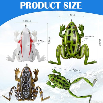 Soulchen 3 Pack Topwater Frog Lure Bass Trout Fishing Lures Kit, Frog and 2 Pocket Frogs Realistic Bait with Legs Weedless Bass Fishing Lures for Freshwater and Saltwater