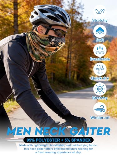 9 Pieces Men Balaclava Neck Gaiter Face Mask Summer Sun Protection Cooling Breathable Head Cover Scarf Bandana - color: Forest Camouflage