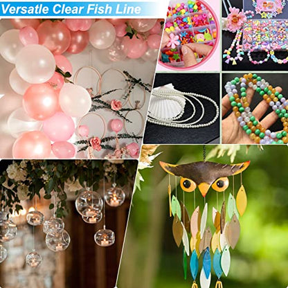 Clear Fishing Wire,755FT Monofilament Fishing Line,Clear String for Hanging,Strong Wire Invisible Nylon Thread for Hanging Balloon,Garland,Picture,Crafts,Decorations,Suitable for Beading Sewing