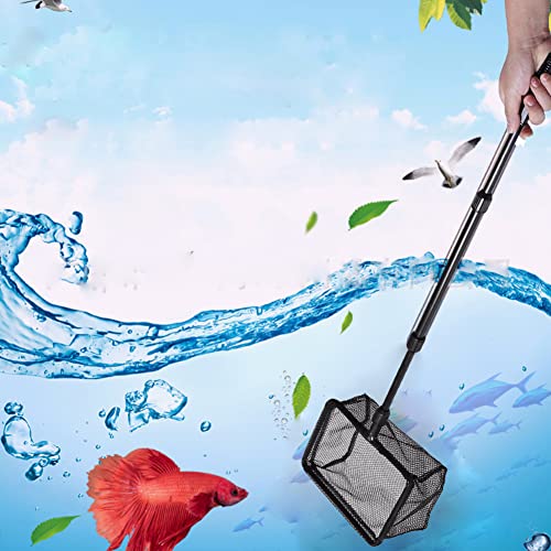 Aquarium Fishing Landing Net, Lightweight Telescoping Floating Catch and Release Tool for Tanks Ponds Plastic Black M 20 x 15 x 90cm 1 Pack - size: Medium