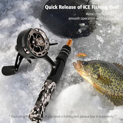 Karlak Ice Fishing Reels 3.2:1 Gear Ratio Ultra Smooth 3+1 Ball Bearings Fishing Reel Right Hand