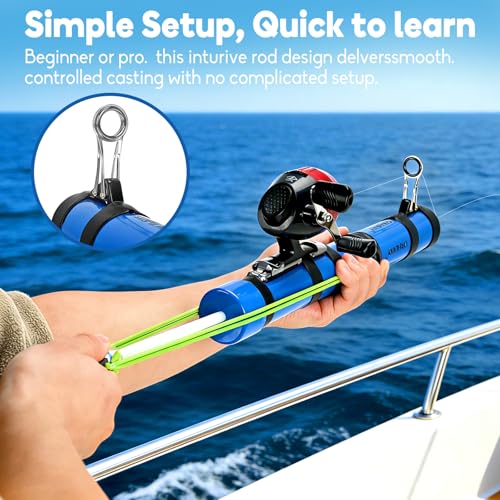 Fishing Catapult Rod - Slingshot Fishing Reel & Colitt Fishing Pole，Long-Distance Catapult Casting for Saltwater & Fly Fishing，Ideal Fishing Gifts for Men, Saltwater Fishing Gear