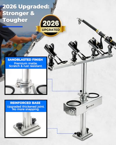 Spider Fishing Rod Holders for Boat, Aluminum Crappie Fishing Pole Mount, Adjustable Height & Angle, Boat Rod Rack for Spider Rigging - style: 1 Pack, Fishing Rod Holder