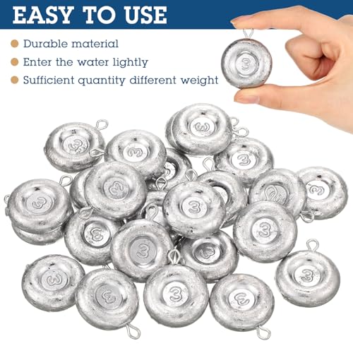 24 Pieces Fishing Disc Sinkers Weights Disc Sinker Fishing Sinkers Weights for Saltwater Catfishing Trolling Surf Tackle - size: 3 oz