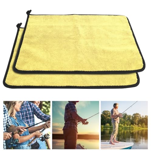 – Thickened Double Sided Absorbent Hand Towel with Clip for Fishing, Boating, Kayaking, Wiping Rods, Reels and Outdoor Gear, 15.7 x 11.8 Inch(Yellow) - color: Yellow