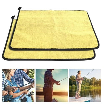 – Thickened Double Sided Absorbent Hand Towel with Clip for Fishing, Boating, Kayaking, Wiping Rods, Reels and Outdoor Gear, 15.7 x 11.8 Inch(Yellow) - color: Yellow