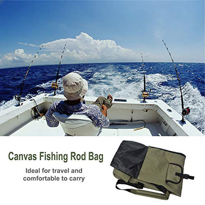 LEADALLWAY Portable Fishing Rod Case - Durable Folding Oxford Fabric Tackle Carry Bag - Multifunction, Large Capacity, Waterproof - Holds 5 Poles
