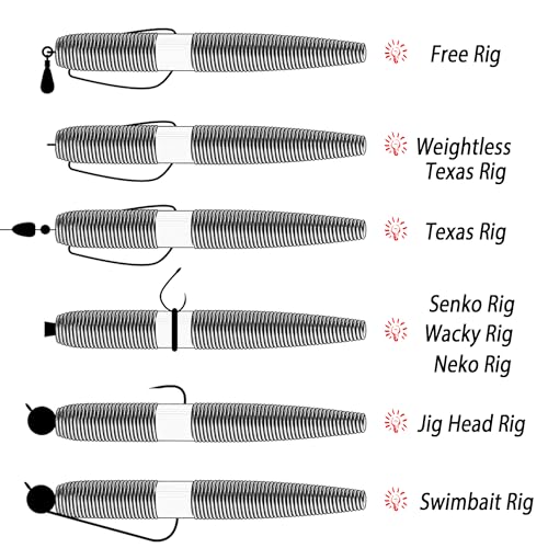 40PCS Senko-Style Stick Baits with Box - Senko Worms for Bass Fishing | 5.5" Wacky Rig Ready Lures