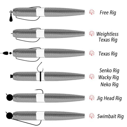 40PCS Senko-Style Stick Baits with Box - Senko Worms for Bass Fishing | 5.5" Wacky Rig Ready Lures