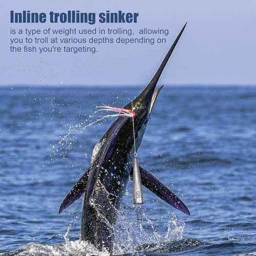 Through Wire Inline Torpedo Sinkers, Lead Double Ringed One Piece Wire Saltwater Fishing Torpedo Weights for Bottom Surf Fishing 1oz, 2oz, 3oz, 4oz, 5oz - size: 2 OZ, 5 PCs, style: C - Dual Ringed Conical Sinkers