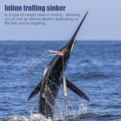 Through Wire Inline Torpedo Sinkers, Lead Double Ringed One Piece Wire Saltwater Fishing Torpedo Weights for Bottom Surf Fishing 1oz, 2oz, 3oz, 4oz, 5oz - size: 2 OZ, 5 PCs, style: C - Dual Ringed Conical Sinkers
