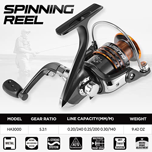PLUSINNO Fishing Rod and Reel Combos - Carbon Fiber Telescopic Fishing Pole - Spinning Reel 12 +1 Shielded Bearings Stainless Steel BB - color: X-Full Kit With Carrier Bag, size: 2.1M 6.89FT