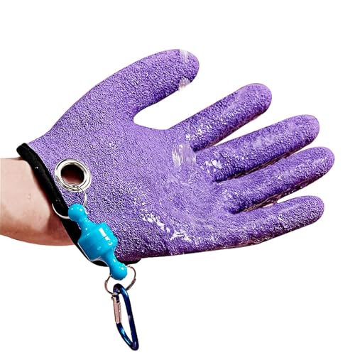 Fishing Gloves with Magnet Release - Non-Slip, Professional, Puncture Proof, Fish Handling - color: Left hand