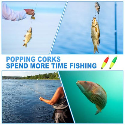 Fishing Floats, 3In Float Slip Bobber with Weight Pendant Fishing Tackle for Saltwater Freshwater Fishing Tackle (8 Pack, Red/Green)