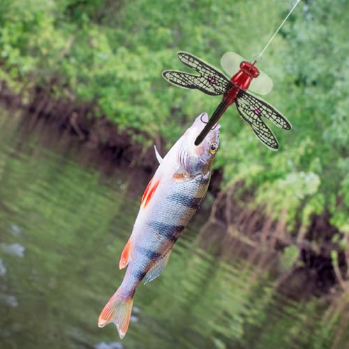 MAGICLULU 1pc Dragonfly Fishing Lure, Topwater Floating Imitation Bait for Bass and Trout, Realistic Dragonfly-Shaped Popper with Hooks, Freshwater Crankbait for Surface Angling