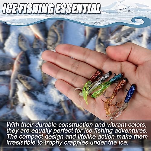 Crappie Lures Tube Lures Jigs Heads Worms Swimbaits Kit, 165, 124, 50 Pcs Pre-Rigged Crappie Jigs Tube Hooks Soft Plastic Grub Worms Baits for Bass Trout Freshwater Saltwater Fishing - color: 165 Pcs - Tube Lures