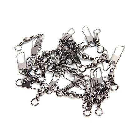 50Pcs Fishing Swivels Snap Connectors 6# 8# 10# 12# 14# Assorted Sizes Durable Fishing Tackle for Freshwater Fishing Fish Line and Lure Connectors
