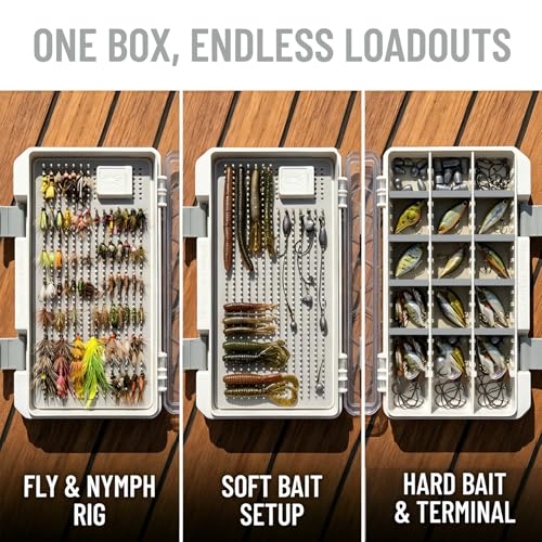 Fishing Tackle Box Tackle Tray Floating Fishing Lure Box Storage Organizer Plastic Box with Adjustable Dividers White Silicone Vertebrae