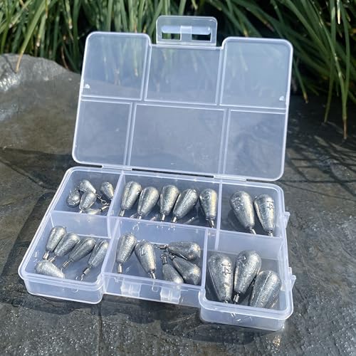 Fishing Weights Sinkers Kit Bass Casting Weights Drop Shot Weights with Swivel for Freshwater Saltwater Catfish Weights - style: 25pcs