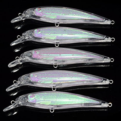 Aorace 20pcs/Lot 11cm/11.73g Unpainted Jerkbaits Blank Lure Bodies Fishing Floating Laser Minnow with Holographic Insert Hard Lure Body
