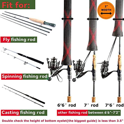 Rod Cover Sleeve,6 Pack Fishing Rod Socks for Fly Spinning Casting Sea Rod, Braided Mesh Fishing Pole Gloves Protector Gear w/ 6 Pack Rod Ties Straps,Fishing Accessories Tools,1 Dozen Kit by STSTECH