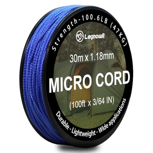 Micro Paracord, 1.18mm x 100ft Thin Mini Utility Braided Small Paracord for Crafting, DIY Project, Camping and More - color: Blue, size: 100ft (1 Pack)
