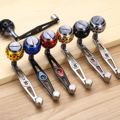 Baitcasting Power Handle, Metal Round Fishing Reel Rocker Handle Knob Replacement Parts - color: Black/Red