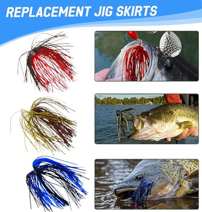 Spinnerbait Skirts Jig Skirts Silicone Bass Fishing Jigs Replacement Skirt 50 Strands DIY Fishing Lures Rubber Skirt for Spinnerbaits Buzzbaits Spoon Blade Squid Jig 6/18/30 Bundles - style: 6pcs