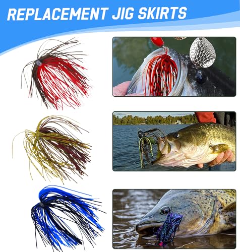 Spinnerbait Skirts Jig Skirts Silicone Bass Fishing Jigs Replacement Skirt 50 Strands DIY Fishing Lures Rubber Skirt for Spinnerbaits Buzzbaits Spoon Blade Squid Jig 6/18/30 Bundles - style: 30pcs