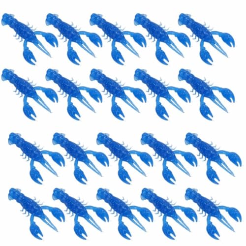 20PCS Soft PVC Fishing Lures 2.2 Inch – Lifelike Crawfish Bait with Artificial Lobster Claw Design, Jig Head Compatible for Bass & Trout Fishing - color: Blue