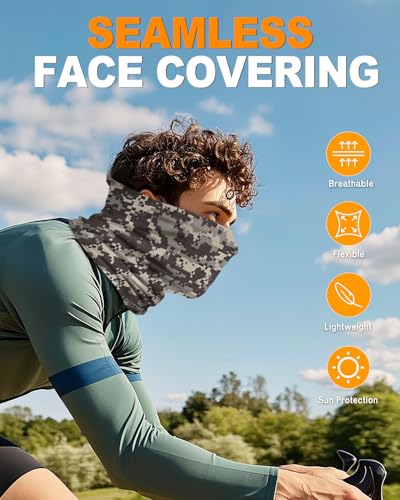 4Pack Neck Gaiter for Men Women Face Cover Mask Head Wrap Balaclava Headwear Bandana Headband Magic Scarf - color: A-camo-2