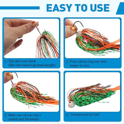 Silicone Jig Skirts 10/20pcs Spinnerbait Skirts with Tail Fishing Lure Skirts Replacement Quick Change Fishing Umbrella Skirts for Spinnerbaits Buzzbaits Bass Jig Lure Making Supplies - style: 20pcs