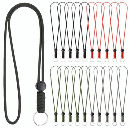 Anjiucc 20pcs Braided Lanyard Keychain, Neck Badge Lanyard with Keyring Adjustable Length for Keys Whistle ID Card Holder - color: Multicolour