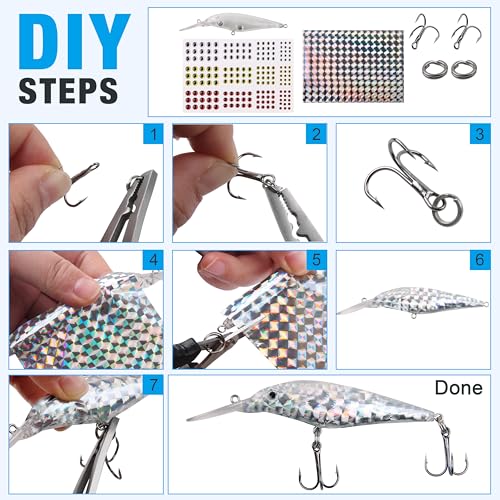 Unpainted Fishing Lures Making Kit, 286pcs DIY Lure Blank Crankbaits Minnow Hard Bait Set with Treble Hooks,Split Rings,3D Eyes,Fishing Lure Stickers Pliers DIY Fishing Tackle - style: 286pcs Kit
