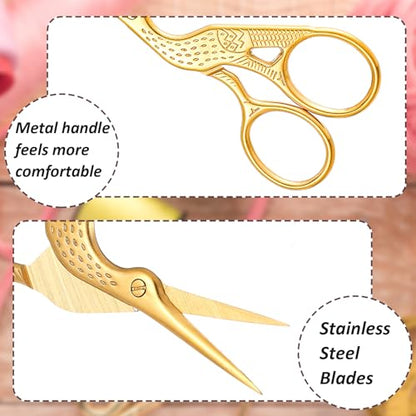 10 Pcs Stork Rainbow Stitch Scissors - 3.6 Inch Stainless Steel Small Craft Scissors for Cross Stitch, Sewing, Crochet & DIY Dressmaker Tools