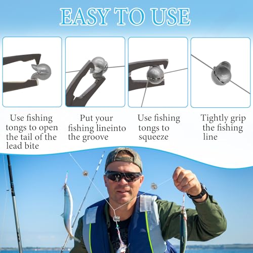 100Pcs Split Shot Fishing Weights Sinkers Open Mouth Design Weight | Large Capacity Removable Lead Assortment Clip On Fishing Accessories for Freshwater Saltwater - style: 1/20oz