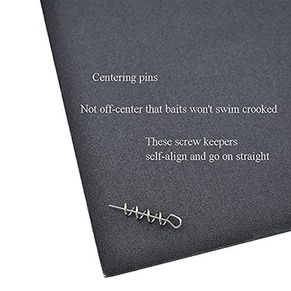 Centering Pin Spring Twist Lock Fishing Screw Worm Hook Crank Grub Rig Fixed Bait Run Straight Self Align Long Enough Secure Not Off Center Stainless Steel for Soft Lure - size: 26mm 100Pcs